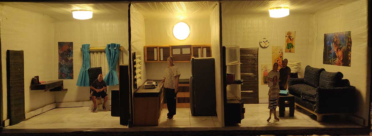 Miniature Life Box – Kitchen, Office & Living Room in Cardboard